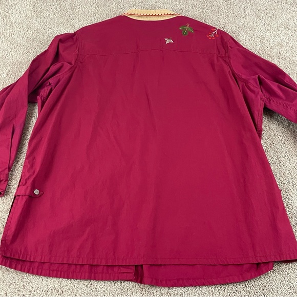 Bobbie Brooks Shirt Womens 22/24 Button Up Embroidered Leaves Fall Pumpkin 298 - Picture 6 of 14